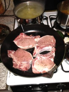 searing one side ready to flip